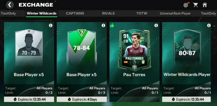 EA Sports FC Mobile 24: Winter Wildcards Exchanges