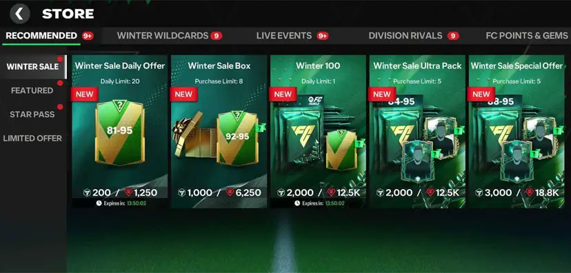 EA Sports FC Mobile 24: Winter Wildcards Flash Sales
