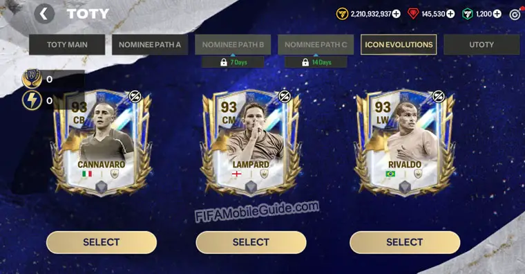 EA Sports FC Mobile 24: TOTY Icon Evolutions