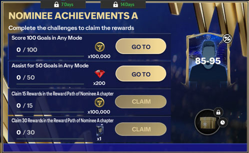 EA Sports FC Mobile 24: TOTY Nominee Achievements A