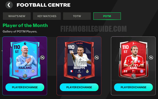 Football Centre POTM Players