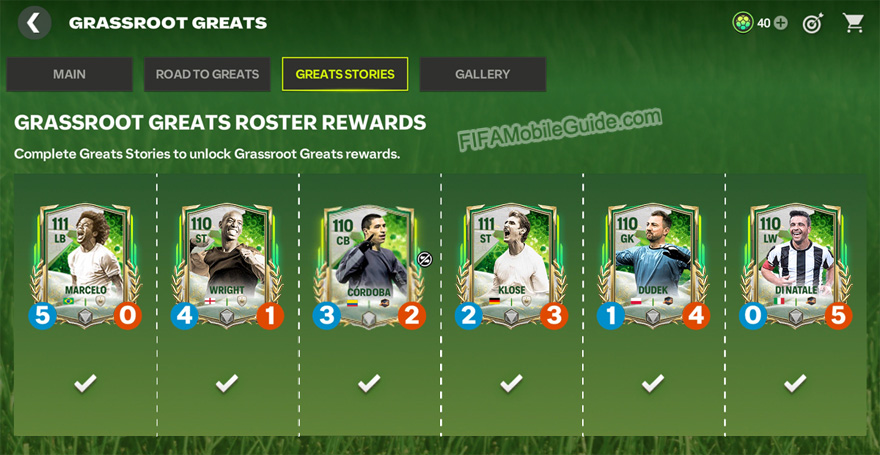 Grassroot Greats Stories Players (Skills & Fortitudes)