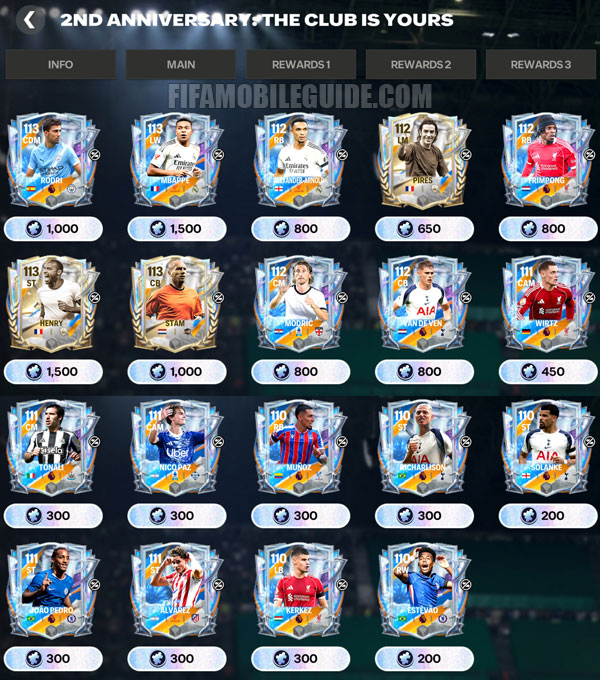 FC Mobile 26: 2nd Anniversary Gallery Players Week 3