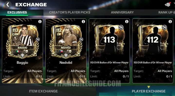 FC Mobile 26 Ballon d'Or Exchange