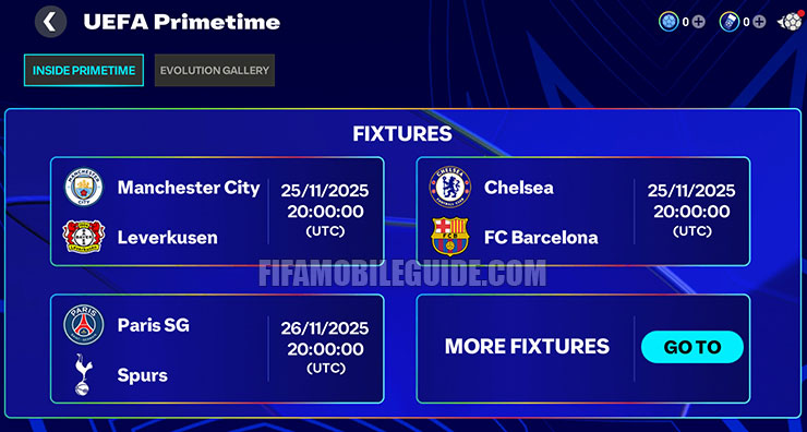 UEFA Primetime Fixtures
