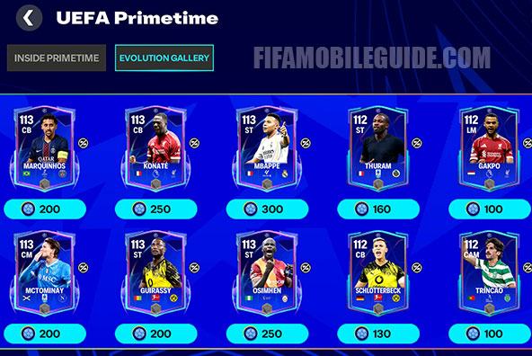 UEFA Primetime Gallery Players