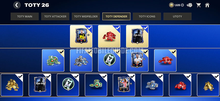 TOTY 26 Defender Rewards