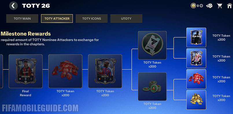 TOTY 26 Milestone Rewards