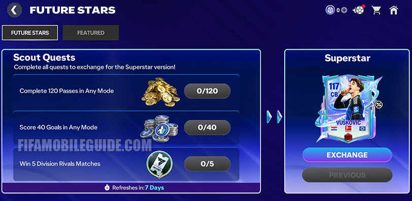 Future Stars 26 Scout Quests