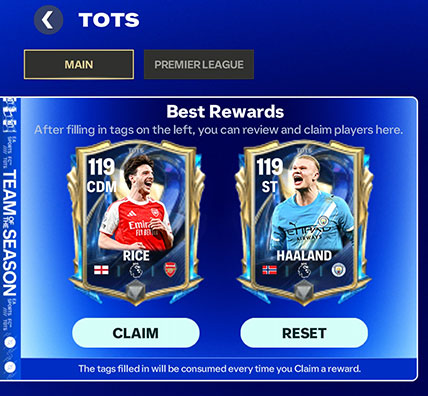 TOTS 26 Best Rewards Section in the Main Chapter